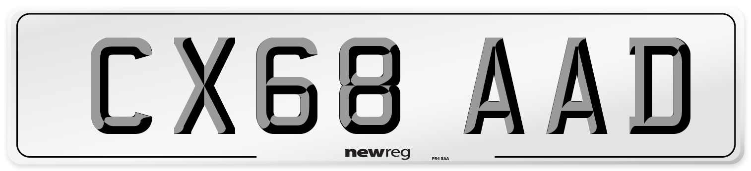 CX68 AAD Number Plate from New Reg
